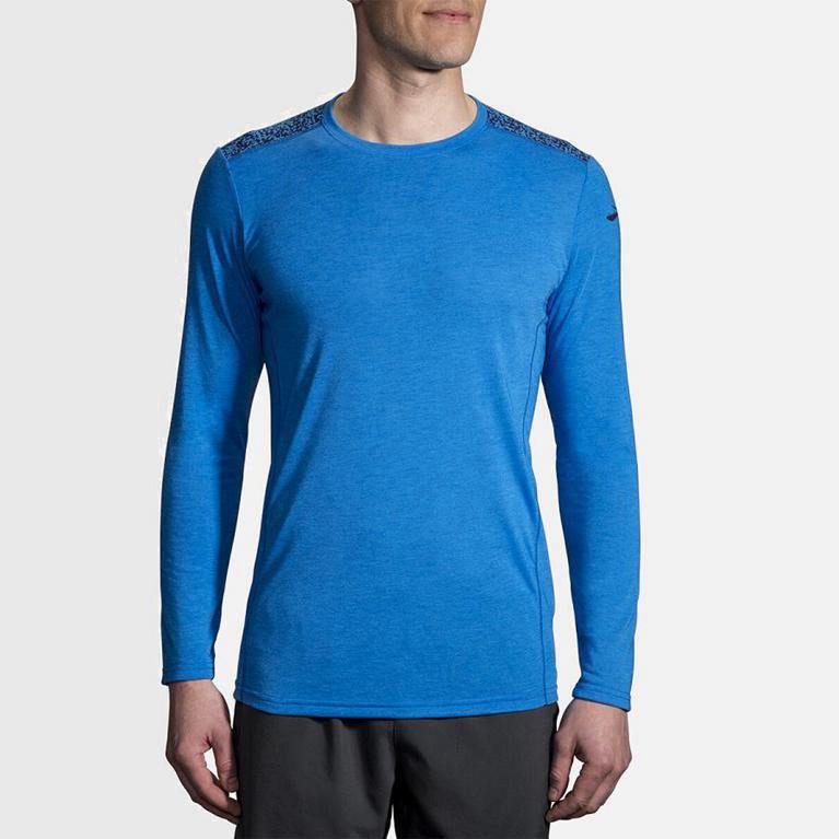 Brooks Distance Hombre Camisetas Manga Larga - Azules (5617LZYJA)